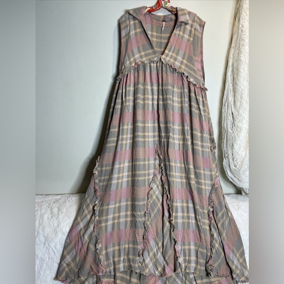 Free People Kirby Plaid Ruffles Boxy Relaxed Fit Maxi Dress - Picture 5 of 7